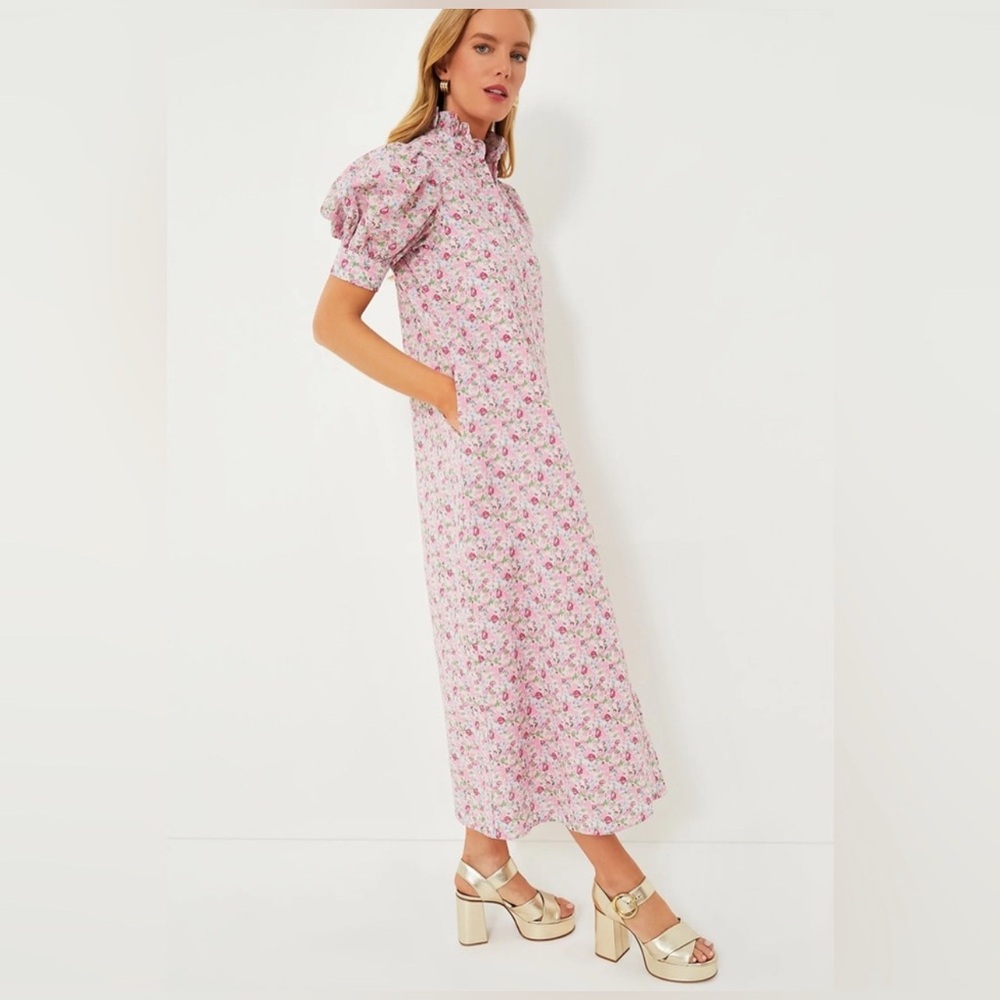 Women's Pink Floral Button-Front Midi Dress - Picture 3 of 11